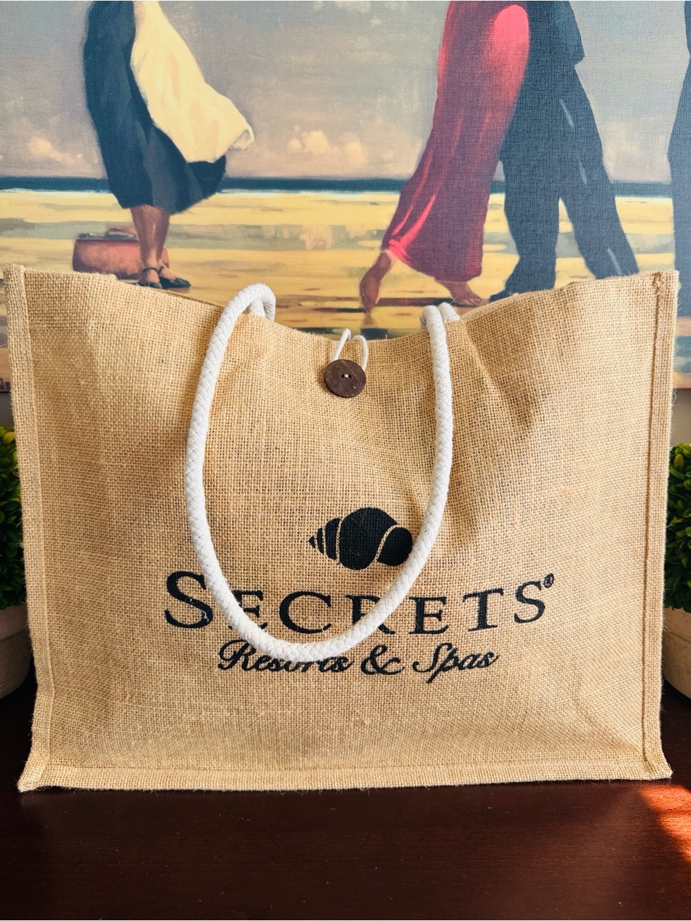 JUTE 🐚SECRETS Resorts & Spas🐚 ROPE HANDLE TOTE BAG 🌟NEW🌟 - Picture 16 of 17